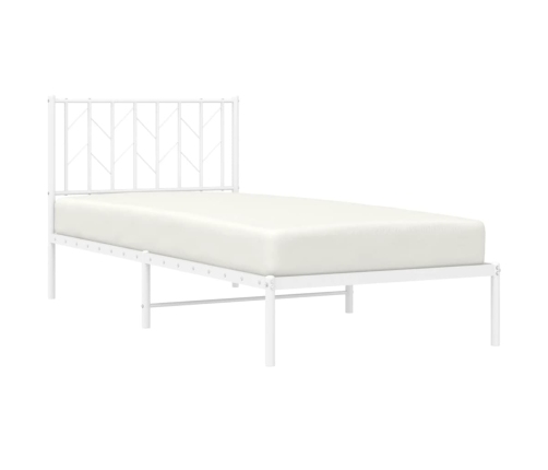 Estructura cama sin colchón con cabecero metal blanco 90x190 cm