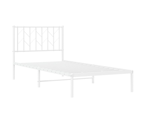 Estructura cama sin colchón con cabecero metal blanco 90x190 cm