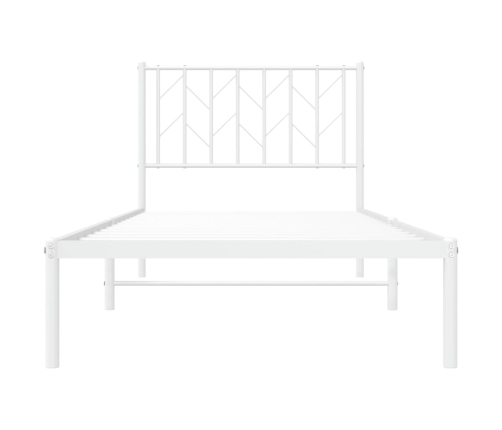 Estructura cama sin colchón con cabecero metal blanco 90x190 cm