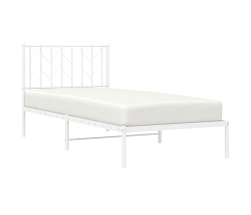 Estructura cama sin colchón con cabecero metal blanco 90x200 cm