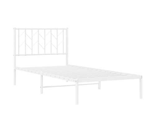 Estructura cama sin colchón con cabecero metal blanco 90x200 cm