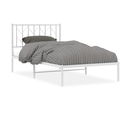 Estructura cama sin colchón con cabecero metal blanco 100x190cm