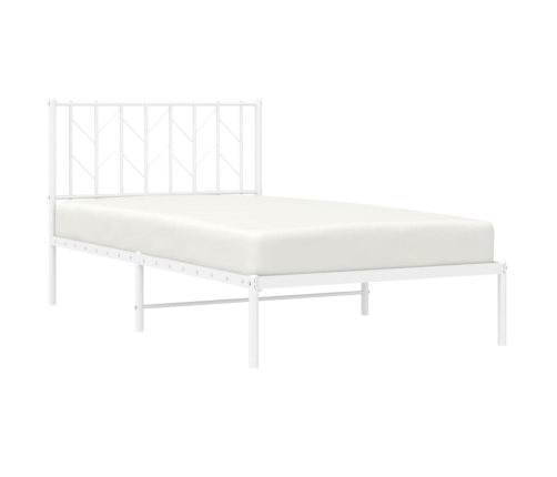 Estructura cama sin colchón con cabecero metal blanco 100x190cm