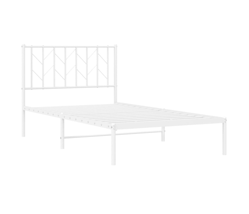 Estructura cama sin colchón con cabecero metal blanco 100x190cm