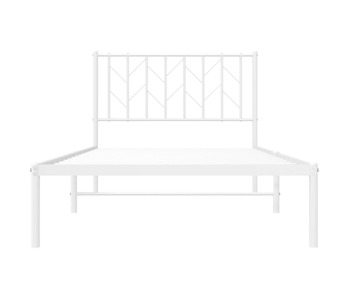 Estructura cama sin colchón con cabecero metal blanco 100x190cm