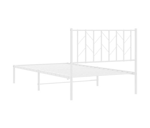 Estructura cama sin colchón con cabecero metal blanco 100x190cm