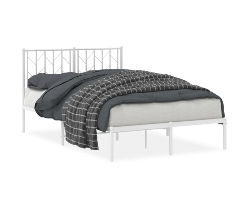 Estructura cama sin colchón con cabecero metal blanco 120x200cm