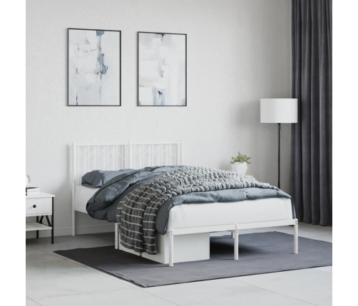 Estructura cama sin colchón con cabecero metal blanco 120x200cm