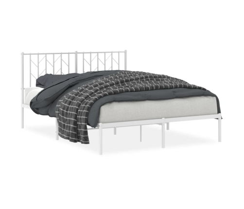 Estructura cama sin colchón con cabecero metal blanco 135x190cm