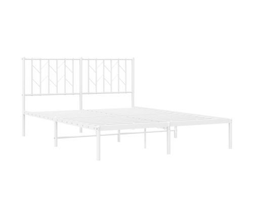 Estructura cama sin colchón con cabecero metal blanco 140x190cm
