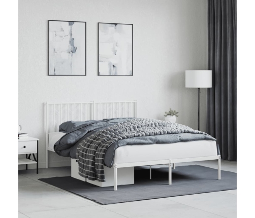 Estructura cama sin colchón con cabecero metal blanco 140x190cm