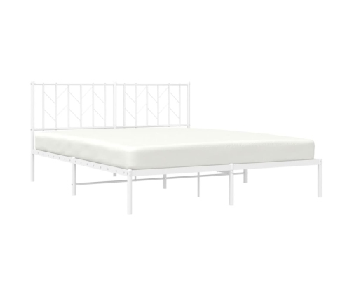 Estructura cama sin colchón con cabecero metal blanco 160x200cm