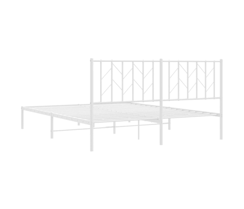 Estructura cama sin colchón con cabecero metal blanco 160x200cm