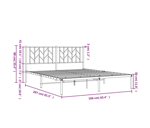 Estructura cama sin colchón con cabecero metal blanco 160x200cm