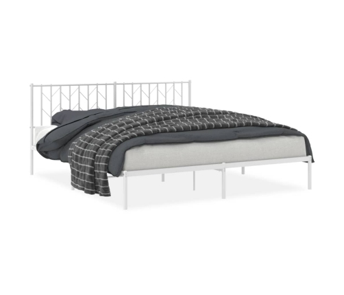 Estructura cama sin colchón con cabecero metal blanco 183x213cm