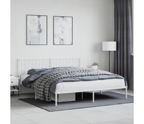 Estructura cama sin colchón con cabecero metal blanco 183x213cm