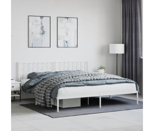 Estructura cama sin colchón con cabecero metal blanco 193x203cm