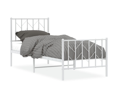 Estructura cama sin colchón con estribo metal blanco 75x190 cm