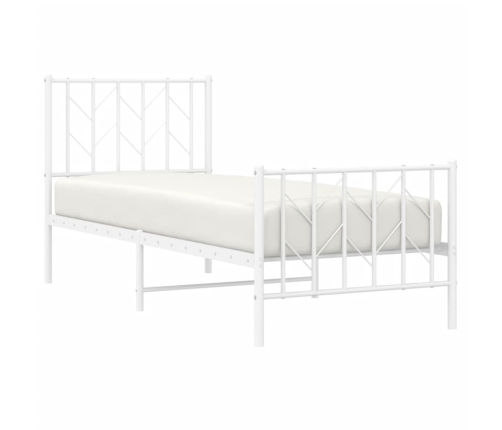 Estructura cama sin colchón con estribo metal blanco 75x190 cm