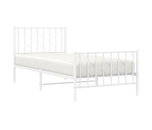 Estructura cama sin colchón con estribo metal blanco 90x190 cm