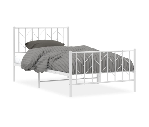 Estructura cama metal cabecero y estribo blanca 100x190 cm