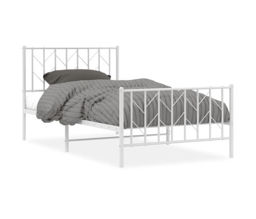 Estructura cama sin colchón con estribo metal blanco 100x200 cm
