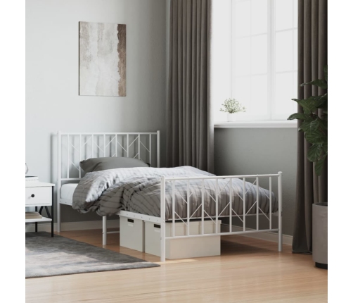 Estructura cama sin colchón con estribo metal blanco 100x200 cm