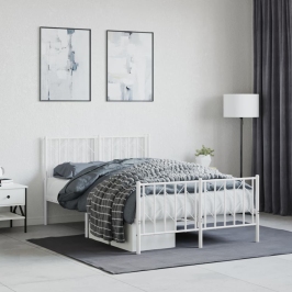 Estructura cama sin colchón con estribo metal blanco 120x190 cm