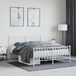 Estructura cama sin colchón con estribo metal blanco 135x190 cm
