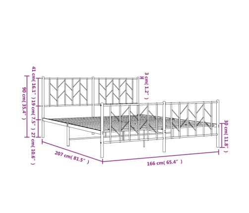 Estructura cama sin colchón con estribo metal blanco 160x200 cm