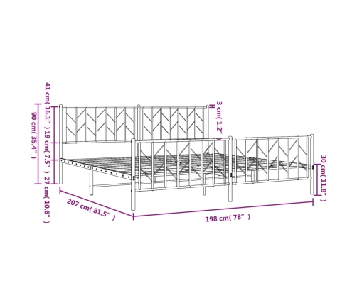 Estructura cama sin colchón con estribo metal blanco 193x203 cm