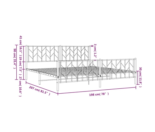 Estructura cama sin colchón con estribo metal blanco 193x203 cm