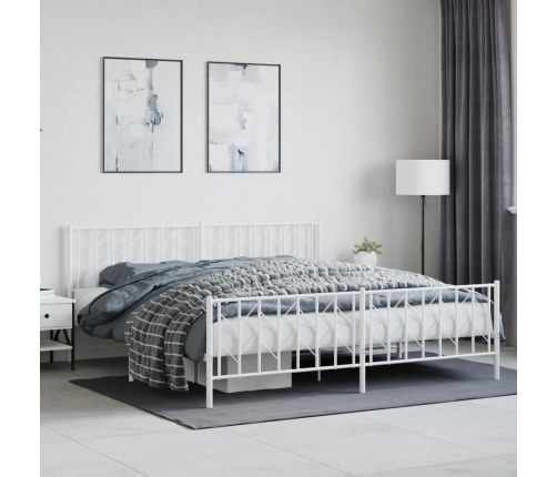 Estructura cama sin colchón con estribo metal blanco 193x203 cm