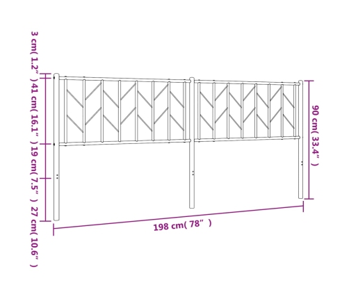 Cabecero de metal blanco 193 cm