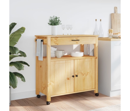 Carrito de cocina MONZA madera maciza de pino 84x40x90 cm