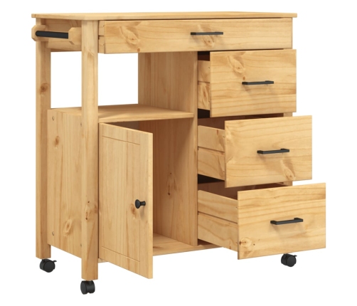 Carrito de cocina MONZA madera maciza de pino 84x40x90 cm