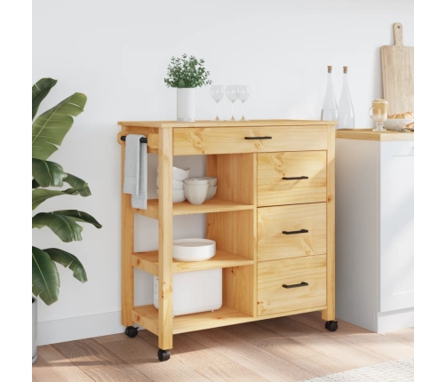 Carrito de cocina MONZA madera maciza de pino 84x40x90 cm