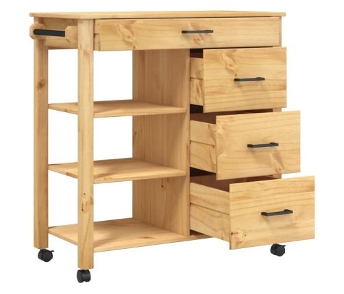 Carrito de cocina MONZA madera maciza de pino 84x40x90 cm