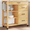 Carrito de cocina MONZA madera maciza de pino 84x40x90 cm