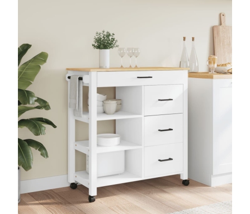 Carrito de cocina MONZA madera maciza de pino 84x40x90 cm