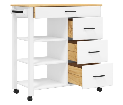 Carrito de cocina MONZA madera maciza de pino 84x40x90 cm