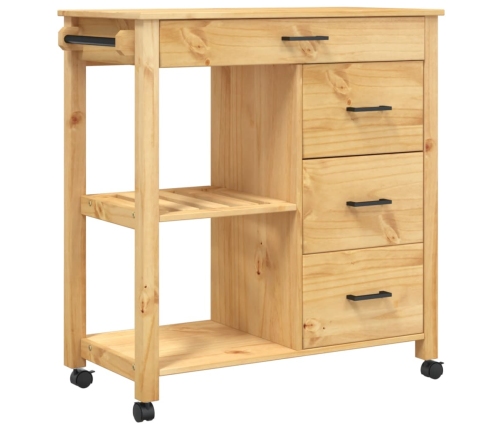 Carrito de cocina MONZA madera maciza de pino 84x40x90 cm