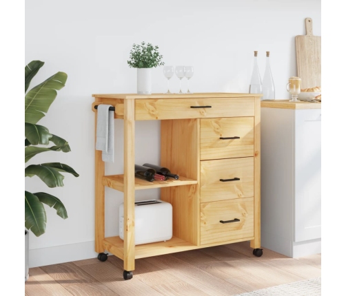 Carrito de cocina MONZA madera maciza de pino 84x40x90 cm