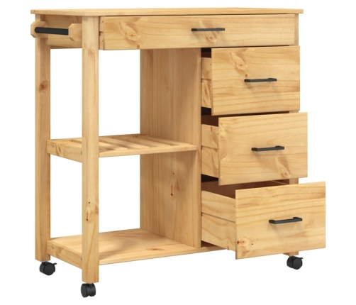 Carrito de cocina MONZA madera maciza de pino 84x40x90 cm