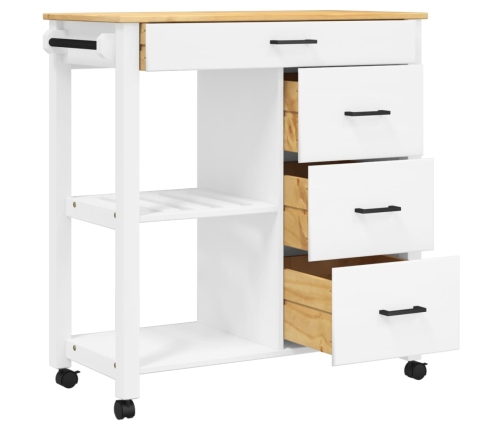 Carrito de cocina MONZA madera maciza de pino 84x40x90 cm