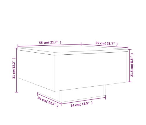 Mesa de centro madera de ingeniería blanco 55x55x31 cm