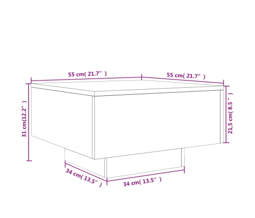 vidaXL Mesa de centro madera de ingeniería roble Sonoma 55x55x31 cm