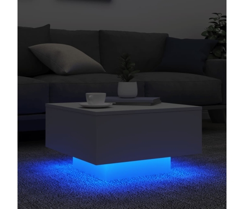 vidaXL Mesa de centro con luces LED blanco 55x55x31 cm