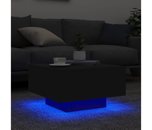 Mesa de centro con luces LED negro 55x55x31 cm