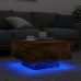 Mesa de centro con luces LED roble ahumado 55x55x31 cm